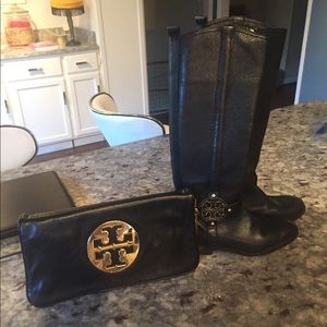 Tory Burch boots and purse set.